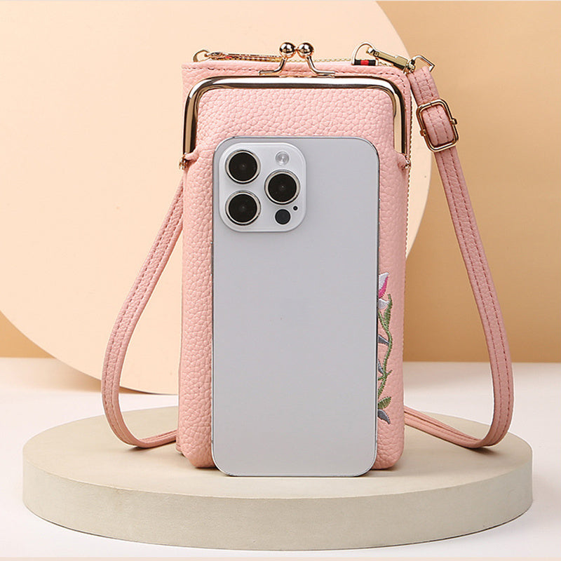 Flower Embroidery Phone Bag