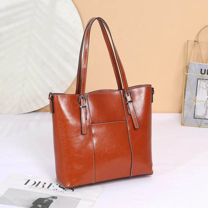 Big Bag Genuine Leather Capacity Cowhide Messenger Bag Female Hand-held Tote - PANGO
