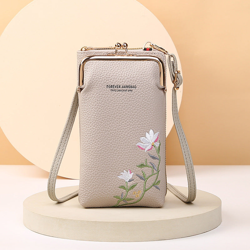 Flower Embroidery Phone Bag
