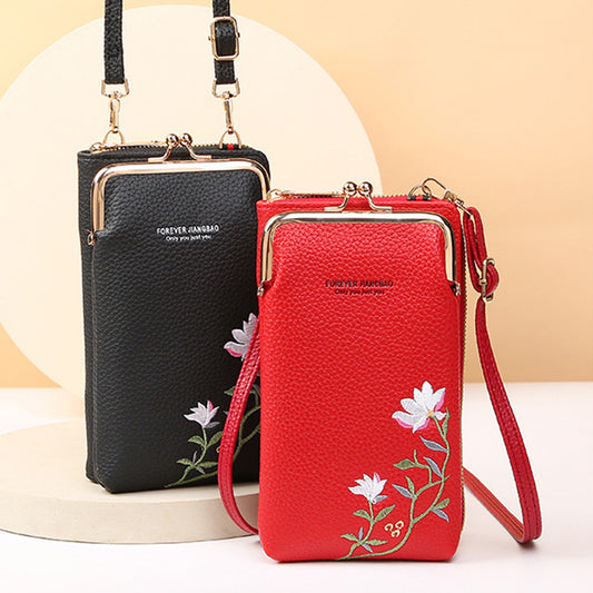 Flower Embroidery Phone Bag